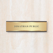 Moderne aangepaste tekst naam zwart & goud luxe deurbordje (Voorkant)