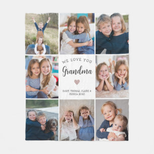 Moderne aangepaste tekst oma 8-foto collage fleece deken