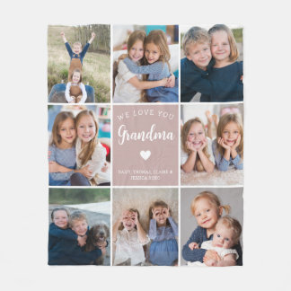 Moderne aangepaste tekst oma 8-foto collage fleece deken