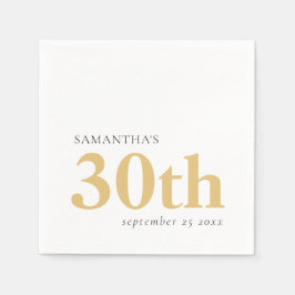 Moderne aangepaste tekst zwart goud 30e naamdatum servet