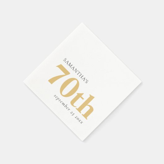 Moderne aangepaste tekst zwart goud 70e naam Datum Servet (Hoek)