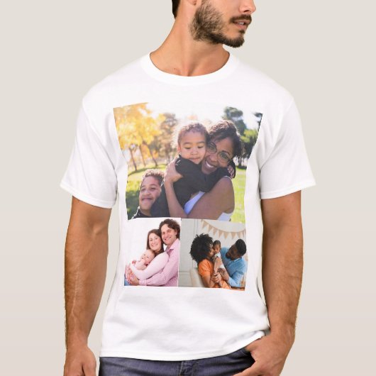 Moderne aangepaste Trendy Leuke Fotocollage T-shirt (Voorkant)