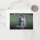 Moderne aangepaste trouwfoto bedankkaart notitiekaartje (Voorkant / Achterkant in situ)