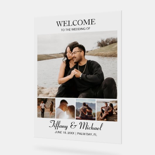 Moderne aangepaste trouwfoto's acryl bord (Hoek)