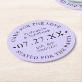 Moderne aangepaste trouwkleuren trouwdatum ronde kartonnen onderzetter (Gebogen)