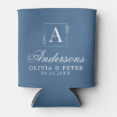 Moderne aangepaste trouwkoppel Naam Blauw Blikjeskoeler (Voorkant)