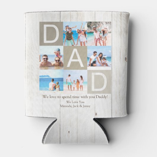 Moderne aangepaste Vaderdag foto Blikjeskoeler (Voorkant)