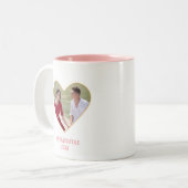 Moderne aangepaste Valentijn - Paar foto's & hart Tweekleurige Koffiemok (Voorkant links)