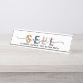 Moderne Aangepaste Vergunning om te Verkopen Makel Bureau Naambordje (Voorkant)