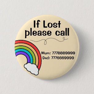 Moderne aangepaste verloren kind ID Rainbow Badge Ronde Button 5,7 Cm