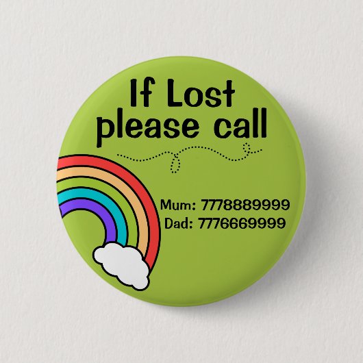 Moderne aangepaste verloren kind ID Rainbow Badge Ronde Button 5,7 Cm (Voorkant)