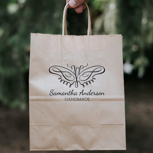 Moderne, aangepaste vlinderhandleiding groot rubberstempel