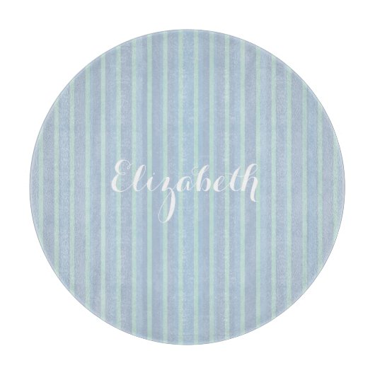 Moderne, aangepaste vormgeving Blauw gestreept Snijplank (Voorkant)