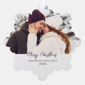 Moderne aangepaste vrolijk kerstfeest foto ornament kaart (Achterkant)