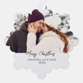 Moderne aangepaste vrolijk kerstfeest foto ornament kaart (Voorkant)
