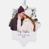Moderne aangepaste vrolijk kerstfeest foto ornament kaart (Links)