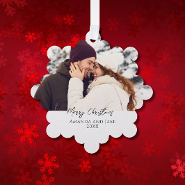 Moderne aangepaste vrolijk kerstfeest foto ornament kaart