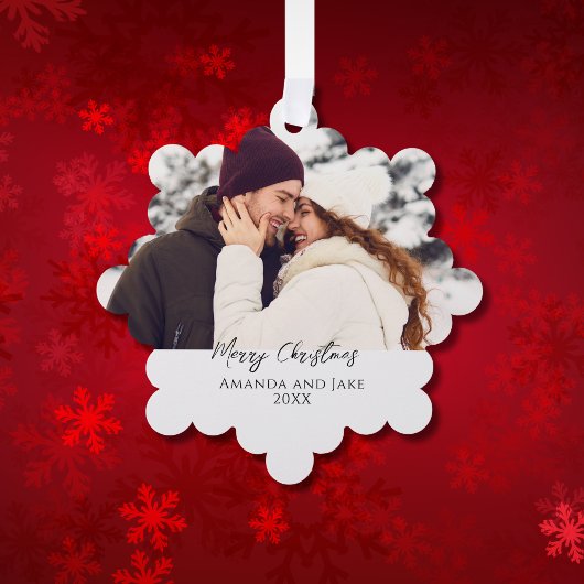 Moderne aangepaste vrolijk kerstfeest foto ornament kaart