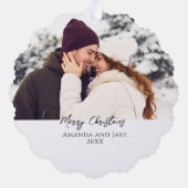 Moderne aangepaste vrolijke kerstfoto ornament kaart (Achterkant)