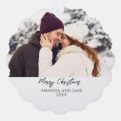 Moderne aangepaste vrolijke kerstfoto ornament kaart (Voorkant)