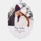 Moderne aangepaste vrolijke kerstfoto ornament kaart (Links)