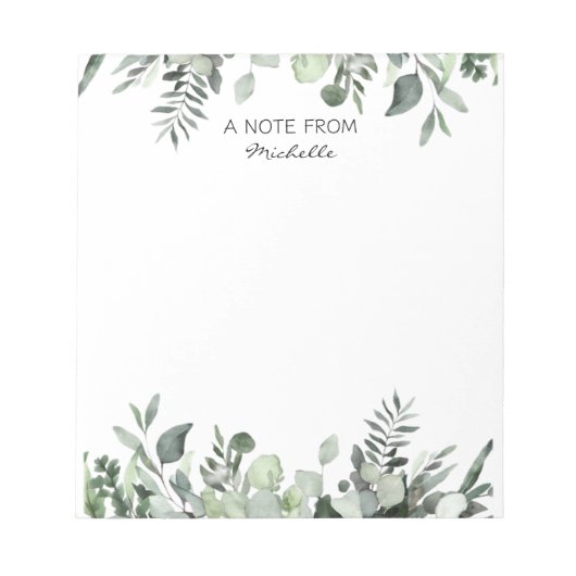 Moderne aangepaste Waterverf Eucalyptus Greenery Notitieblok (Voorkant)