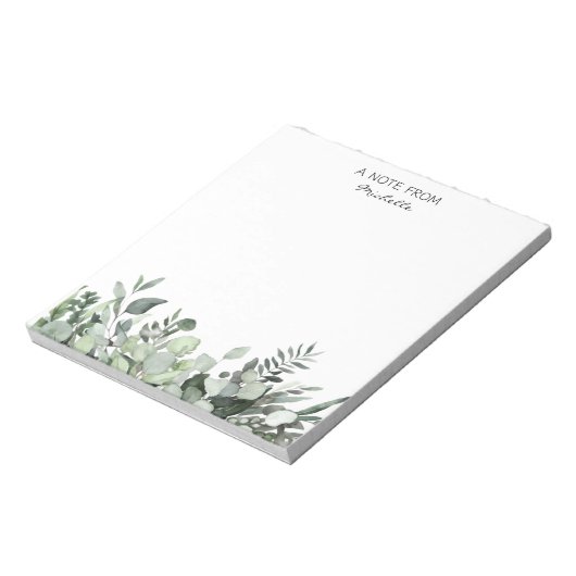 Moderne aangepaste Waterverf Eucalyptus Greenery Notitieblok (Linkerzijde)