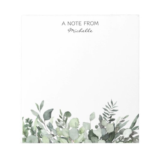 Moderne aangepaste Waterverf Eucalyptus Greenery Notitieblok (Voorkant)