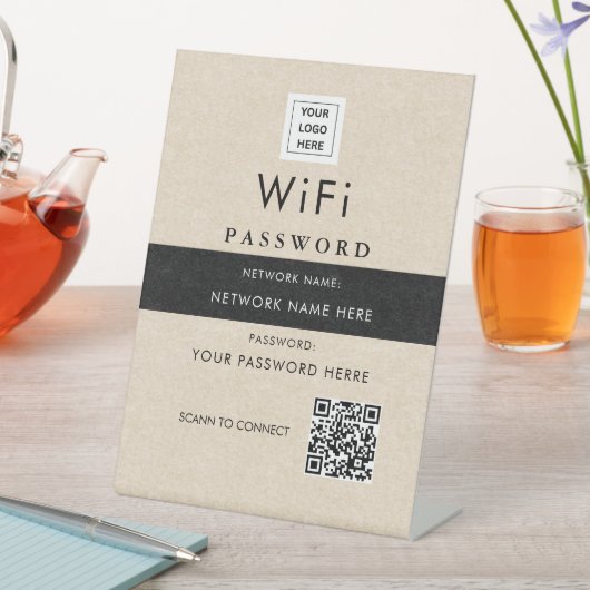 Moderne Aangepaste Wi-Fi QR Code Sign met Business Reclamebord Met Voetstuk (Insitu)