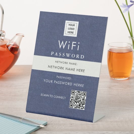 Moderne Aangepaste Wi-Fi QR Code Sign met Business Reclamebord Met Voetstuk (Insitu)