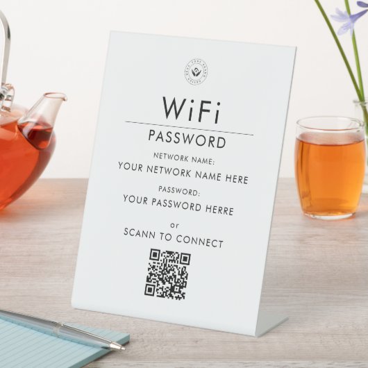 Moderne Aangepaste Wi-Fi QR Code Sign met Business Reclamebord Met Voetstuk (Insitu)