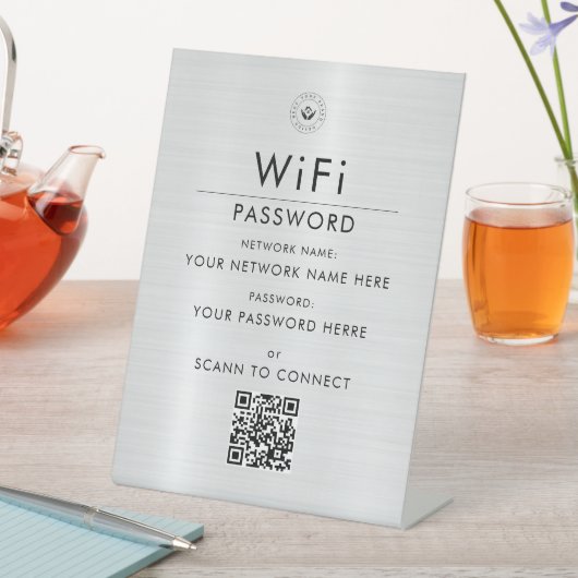 Moderne Aangepaste Wi-Fi QR Code Sign met Business Reclamebord Met Voetstuk (Insitu)