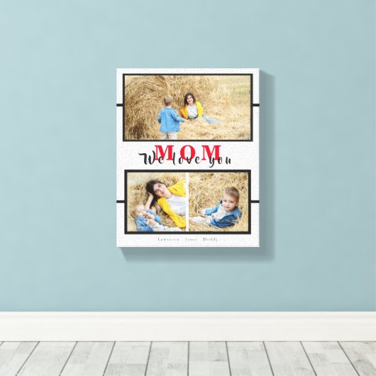 Moderne Aangepaste Witte Liefde voor je moeder Fot Canvas Afdruk (Insitu (Houten vloer))