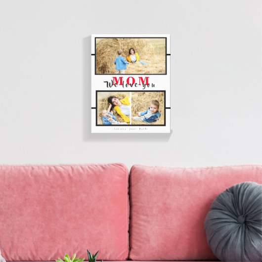 Moderne Aangepaste Witte Liefde voor je moeder Fot Canvas Afdruk (Insitu (Woonkamer))