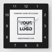 Moderne aangepaste zakelijke Logo zwart-wit Vierkante Klok (Voorkant)