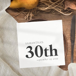 Moderne aangepaste zwarte tekst 30e naamdatum servet