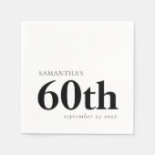 Moderne aangepaste zwarte tekst 60e naamdatum servet (Voorkant)