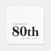 Moderne aangepaste zwarte tekst 80e naamdatum servet (Voorkant)