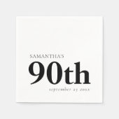 Moderne aangepaste zwarte tekst 90e naamdatum servet (Voorkant)