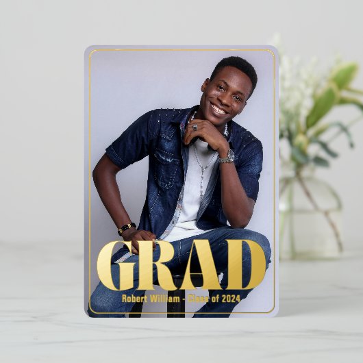 Moderne aankondiging & afstudeerfeest uitnodiging (Staand Voorkant)