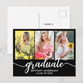 Moderne aankondiging Afstuderen 3 Foto Briefkaart (Voorkant / Achterkant)