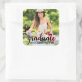 Moderne aankondiging Afstuderen Foto B Vierkante Sticker (Tas)