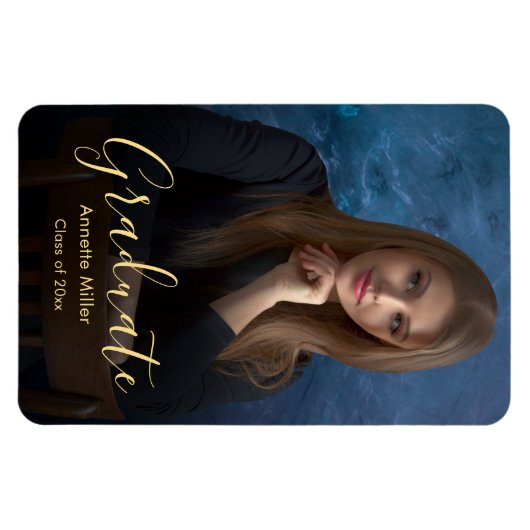 Moderne aankondiging Afstuderen Foto Magneet (Horizontaal)