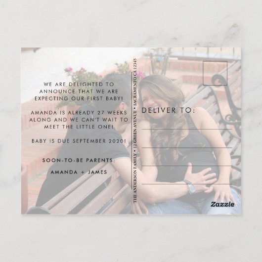 Moderne aankondiging foto's briefkaart (Achterkant)