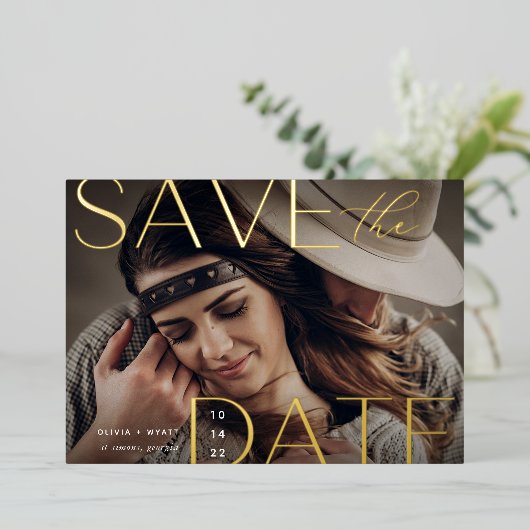 Moderne aankondiging | Horizontale foto Save The D (Staand Voorkant)