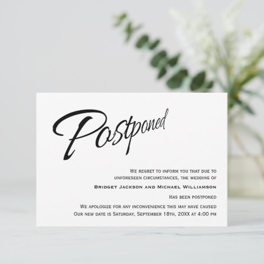 Moderne aankondiging huwelijk - Uitgesteld - Nieuw (Staand voorkant)