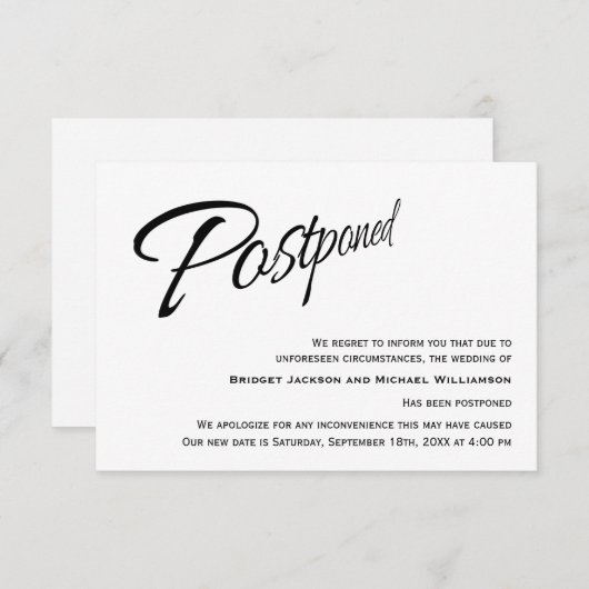 Moderne aankondiging huwelijk - Uitgesteld - Nieuw (Voorkant / Achterkant)