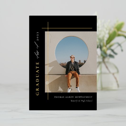 Moderne aankondiging van Afstuderen foto-Folie (Staand Voorkant)