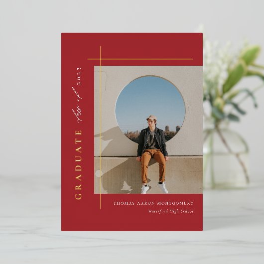 Moderne aankondiging van Afstuderen foto-Folie (Staand Voorkant)