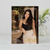 Moderne aankondiging van eindexamenfoto met goud f (Staand Voorkant)